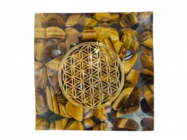 Orgonite pyramide bouddha oeil du tigre